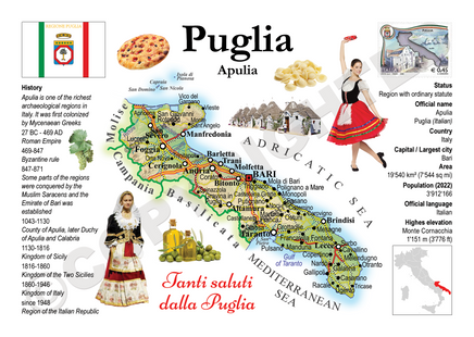 Europe | Italy Regions MOTW - Puglia - top quality approved by www.postcardsmarket.com specialists