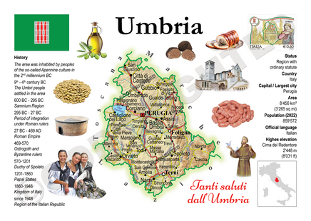 Europe | Italy Regions MOTW - Umbria - top quality approved by www.postcardsmarket.com specialists