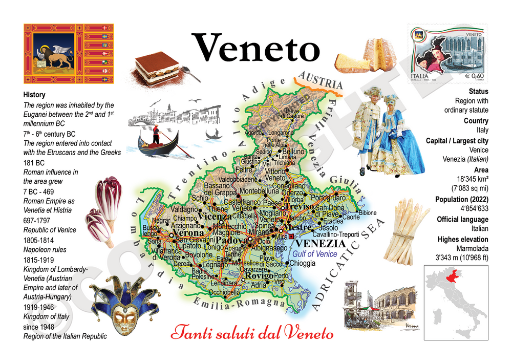 Europe | Italy Regions MOTW - Veneto - top quality approved by www.postcardsmarket.com specialists