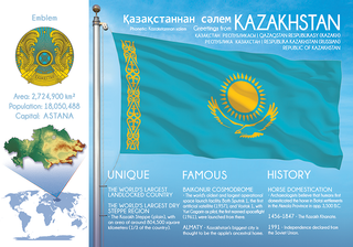Asia | Europe | KAZAKHSTAN - FW (country No. 63) - top quality approved by www.postcardsmarket.com specialists