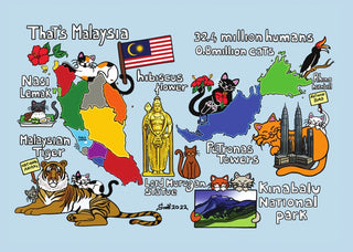 D069 Drawings: 5 x Titina and Friends - Malaysia (bundle of 5 cards) - top quality approved by www.postcardsmarket.com specialists