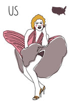 Illustration Monoline: Marilyn Monroe sketch drawing - top quality approved by www.postcardsmarket.com specialists