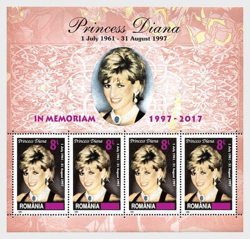 Collectibles Stamps | 2017 Princess Diana, In memoriam - Souvenir sheet 4 stamps overprint - top quality Stamps approved by www.postcardsmarket.com specialists