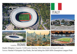 Photo: 5 x European Football Stadiums - Rome - top quality approved by www.postcardsmarket.com specialists