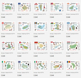 Collector's pack: All Europa MOTW postcards available - 64 postcards - top quality approved by www.postcardsmarket.com specialists