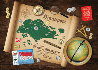 Singapore Map Postcard World Explorer PWE - top quality approved by www.postcardsmarket.com specialists