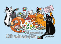 D037 Drawings: Titina and Friends - "All we need is a Cats and a Cup of Tea" - top quality approved by www.postcardsmarket.com specialists
