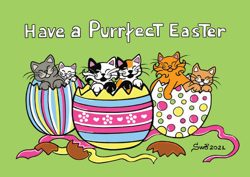 D016 Drawings: Titina and Friends - Have a purrfect Easter! - top quality approved by www.postcardsmarket.com specialists