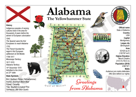 North America | U.S. Constituent - ALABAMA (MOTW US) - top quality approved by www.postcardsmarket.com specialists