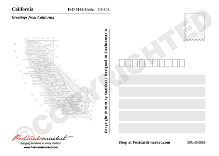 North America | U.S. Constituent - CALIFORNIA (MOTW US) - top quality approved by www.postcardsmarket.com specialists