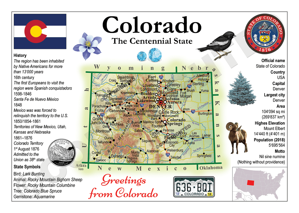 North America | U.S. Constituent - COLORADO (MOTW US) - top quality approved by www.postcardsmarket.com specialists