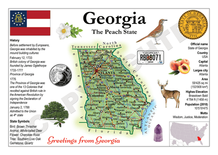 North America | U.S. Constituent - GEORGIA (MOTW US) - top quality approved by www.postcardsmarket.com specialists