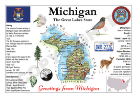 North America | U.S. Constituent - MICHIGAN (MOTW US) - top quality approved by www.postcardsmarket.com specialists