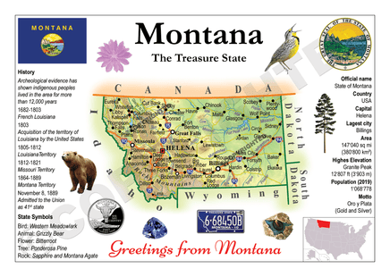 North America | U.S. Constituent - MONTANA (MOTW US) - top quality approved by www.postcardsmarket.com specialists