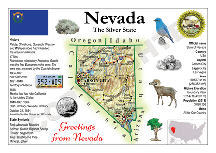 North America | U.S. Constituent - NEVADA (MOTW US) - top quality approved by www.postcardsmarket.com specialists