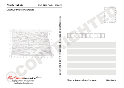 North America | U.S. Constituent - NORTH DAKOTA (MOTW US) - top quality approved by www.postcardsmarket.com specialists