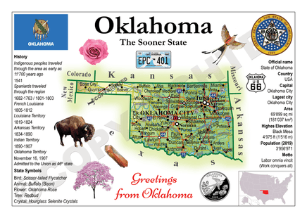 North America | U.S. Constituent - OKLAHOMA (MOTW US) - top quality approved by www.postcardsmarket.com specialists