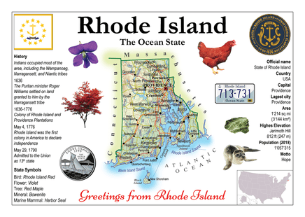 North America | U.S. Constituent - RHODE ISLAND (MOTW US) - top quality approved by www.postcardsmarket.com specialists