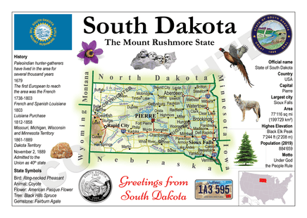North America | U.S. Constituent - SOUTH DAKOTA (MOTW US) - top quality approved by www.postcardsmarket.com specialists