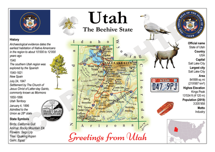 North America | U.S. Constituent - UTAH (MOTW US) - top quality approved by www.postcardsmarket.com specialists