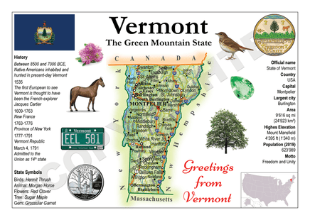 North America | U.S. Constituent - VERMONT (MOTW US) - top quality approved by www.postcardsmarket.com specialists