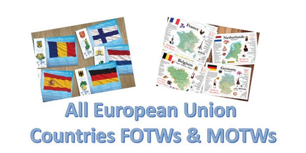 Collector's pack: All European Union constituent countries Flags and Maps - Bundle set 56 cards! - top quality approved by www.postcardsmarket.com specialists