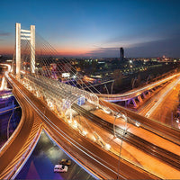 Photo: Basarab bridge by night (bundle x 5 pieces) - top quality approved by www.postcardsmarket.com specialists