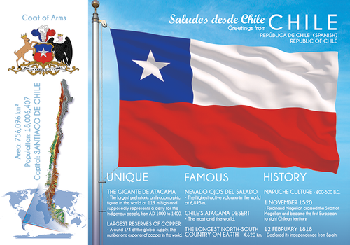 South America | CHILE - FW (country No. 62) - top quality approved by www.postcardsmarket.com specialists