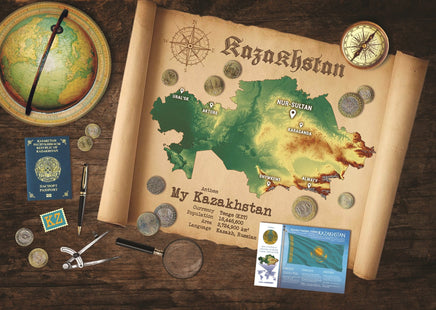 Kazakhstan Map Postcard World Explorer PWE - top quality approved by www.postcardsmarket.com specialists