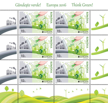 2016 Europe "Think Green" - Romania Stamp Sheet set (6 stamps each value) - top quality Stamps approved by www.postcardsmarket.com specialists
