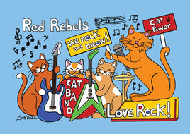 D034 Drawings: Titina and Friends - Red Rebels love Rock! - top quality approved by www.postcardsmarket.com specialists