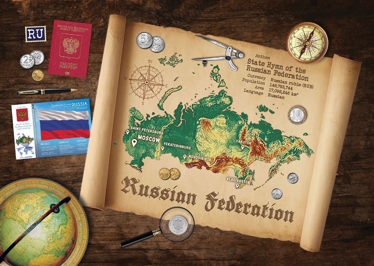 world map in russian language