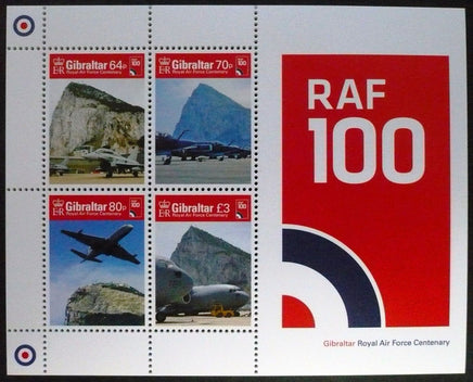 * Stamps | Gibraltar 2018 Royal Air Force Centenary - Gibraltar miniature stamps sheet - top quality approved by www.postcardsmarket.com specialists