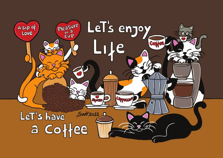 D056 Drawings: Titina and Friends - Let's have a coffee! - top quality Post Cards approved by www.postcardsmarket.com specialists